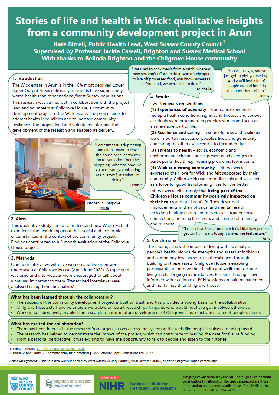 Stories of life and health in Wick: qualitative insights from a community development project in Arun, Kate Birrell Thumbnail